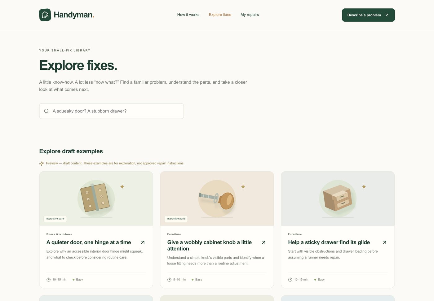 The Handyman catalog of small home repairs